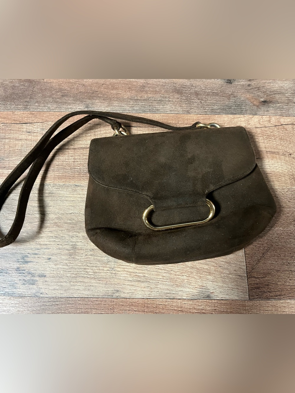 Morris Moskowitz - Suede Shoulder Bag in Dark Brown